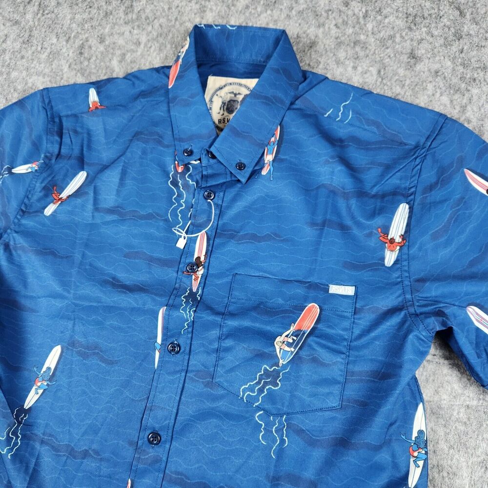 RSVLTS Shirt Mens‎ Blue M Retro Pacific Coast Paddle Battle Kunuflex NWOT